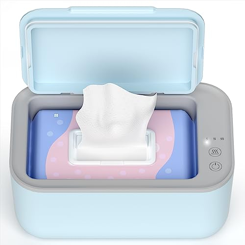 Awesmom Wipe Warmer for Babies, Adult, Adjustable Temperature, Silent Heating, Large Wipe Holder with Constant Warmth –Blue