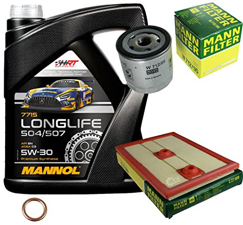 EISENFELS Filter Set Inspektionspaket erstellt mit 5 L Motoröl MANNOL Longlife 504/507 5W-30, MANN-FILTER Ölfilter, Luftfilter, Dichtring