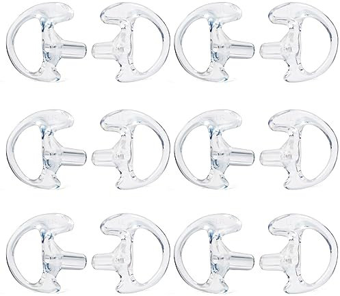 UAYESOK Replacement Earmold Soft Silicone Ear Buds Eartips for Motorola Kenwood Two Way Radio Air Acoustic Coil Tube Walkie Talkie Covert Earpiece Headset (Large*6, Transparent)