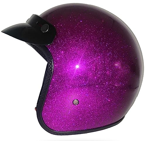 DXDRT Vintage Motorradhelm 3/4 Open Face Style DOT/ECE Genehmigt Mann Frau Motorrad Retro Halbhelme Street Scooter Jet Helm,Lila,M