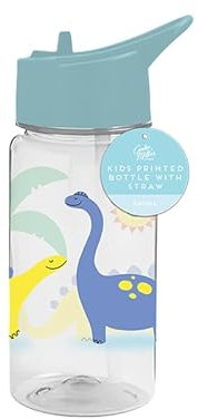 PRISTINE ENTERPRISE KIDS WATER BOTTLE WITH STRAW-FLIP NOZZLE-BPAFREE-CARRY HANDLE-SCREW ON LID- 400 ML-RAINBOW-UNICORN-SPACE-DINOSAURS ASSORTED DESIGNS (DINOSAURS)