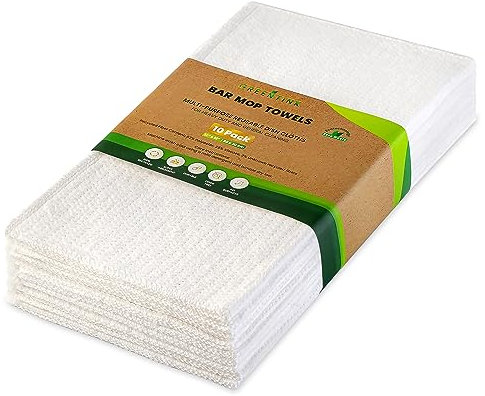 GREENTINK Eco-Friendly Bar Mop Towels Set – 10-Pk Multipurpose, Reusable Dish Cloth Made from Recycled Materials – Absorbent, Kitchen Towels & Non-Scratch Glass Cleaning Cloth, 16x24 in.