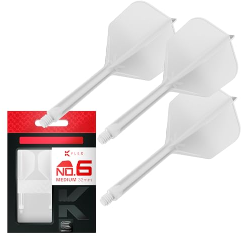 Target Darts K Flex Integrated Dart Flights and Shafts, Nr.6 Weiß (Medium) | 3er Pack K-Flex - No6, Kflex All In One Moulded Dart Flight & Stem | Professionelles Dart Zubehör