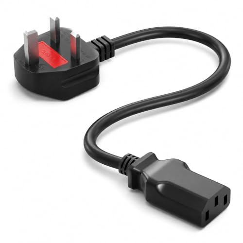 4FT TV Power Cord, 10A UK Computer Power Cord, 3 Pin Plug to IEC C13 Kettle Lead, 1.2m Universal AC Power Cable for Monitor, Desktop PC, Printer, Projector, TV, Xbox and Office Devices