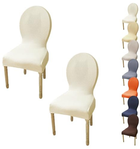 KCCRHIN Funda Silla De Comedor Pack 6/4/2 Cubierta De Silla con Respaldo Redondo Fundas Sillas Boda Respaldo Alto Fundas para Sillas Ajustables Elásticas De Comedor Boda Cocina,A 2pcs