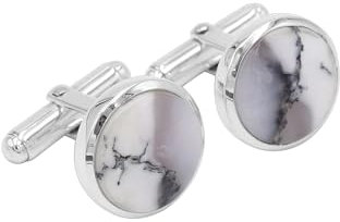 Edelstein-Manschettenknöpfe für Herren aus 925er Sterlingsilber, Geschenk für Sohn, Vater, Ehemann, Freund (Dendritischer Opal 1), mittelgroß, Sterlingsilber, dendritischer Opal, Medium,