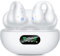 Open Ear Bone Conduction Headphones，Comfort-Clip On Wireless Earbuds Bluetooth 5.3, Sports Ear Buds with ENC Mic, 36 Hours HlFl Earpods with LED Display Charging Case,lPX7 Running Earphones, White