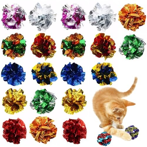 Katze Crinkle Bugs 20pcs 2,2 Zoll farbenfrohe Mylar Crinkle Bugs Katzenspielzeug mit lebendigen Farben ohne Schaden PVC -Katze Interaktives Spielzeug für Katzen und Kätzchen Swat Bite Hunt Playtime.