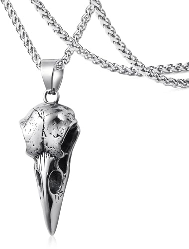 WESTMIAJW Gothic Skull Necklace Men Stainless Steel Skull Pendant Necklace Jewelry for Men 60cm