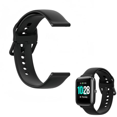 Joynine Bracelet Montre Connectée, Compatible avec ID205/ID205l/Xiaomi/Haylou LS01/Willful IP68/Noise Colorfit Pro2 et Autres Séries, 19 MM, Bracelet en Silicone (noir)