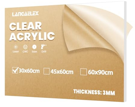 Langaelex (30 x 60 cm) - 3mm Plaque Acrylique Transparente, Feuille Plastique Transparent pour Découpe Laser, Panneau de Bienvenue de Mariage, Remplacement de Verre