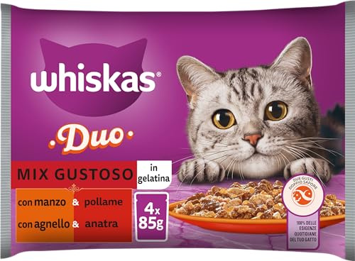 Whiskas Duo Mix Lecker, 1+ Jahre, Nassfutter für Katzen, 13 Packungen mit je 4 Beuteln zu je 85 g (52 Beutel insgesamt)