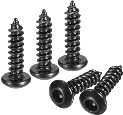 QUARKZMAN 50pcs Tornillos Autorroscantes de Cabeza Hexagonal, M3*12mm Cabeza Redonda Tornillos para Madera Tornillo de Acero al Carbono Tornillos Roscados, Negro