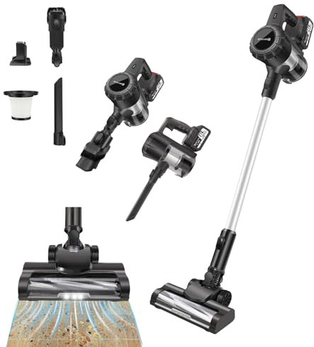 VickyHome Staubsauger Akku Cordless Vacuum Cleaner mit 3000mAh Akku, 130000 U/Min 15000PA Akku Staubsauger Tierhaare 3 In 1 Akku Handstaubsauger, 65 Min Laufzeit, HEPA-Filter