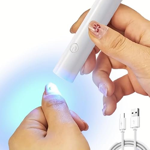 Mini UV Nail Lamp – Portable USB Rechargeable Nail Dryer for Gel Polish, Handheld LED Nail Curing Light with 60s & 120s Timer, Professional Nail Art UV Torch for Quick Drying, 3W Power (White)