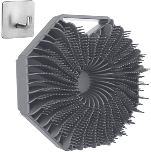 FQIQIANLIC Silicone Body Scrubber(Avec crochet),Brosse douche,Brosse Exfoliante Corps,Brosse Silicone Corps,Convient Pour être utilisé Pendant la Douche Doux et non Irritant-Gris