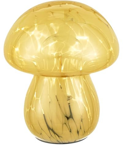 Baroni Home Lampe de Table en Verre Jaune, Moderne, 13x13x16 cm, Champignon