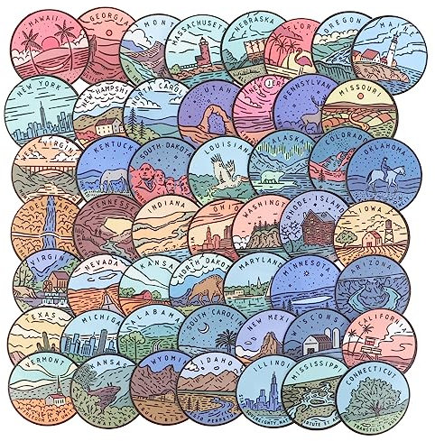 Artibetter 50 Stück Landschaft Aufkleber Pvc Laptop Flasche Gepäck Sticker Retro Selbstgemacht Reise Deko