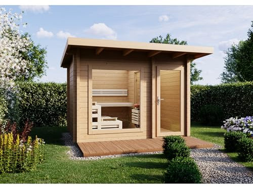 Infraworld Gartensauna Terra 2B Außensauna mit Vorraum Saunahaus 341 x 230 cm