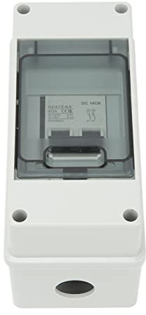 Disjoncteur de Système PV 2P en Matériau Pa66 20 A, Mini Interrupteur de Déconnexion CC, étanche IP65 avec Couvercle Transparent, adapté pour Réseau de Panneaux Solaires,