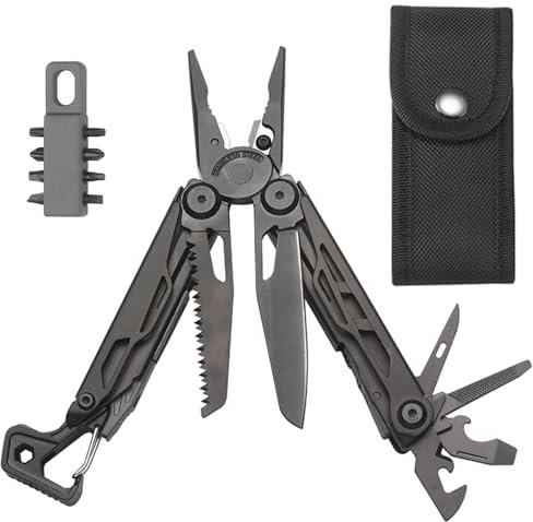 Xiedeai Acier Inoxydable Pince Multi-outils avec 25 Outils Incluant Couteaux, Pinces, Scie, Ouvreur, Tournevis, Clé et Tournevis, Portable Pliable Outils Multifonction pour Camping et Pêche