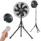 Marchpower 12in NEW Outdoor Standing Fan, Foldable Camping with Detachable Tripod 16000mAh Rechargeable Travel with Remote Quiet Oscillating Adjustable Height Pedestal Floor for Home