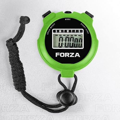 FORZA Stopwatch | Multi-Functional Sports Stopwatch Timer for Coaches, Athletes and Schools with Water-Resistant, Easy-to-Read Display - Choose Your Colour! (Green, Pack of 10)