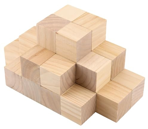 CHUENKUK 30 Stück Holzwürfel 5 x 5 x 5 cm, Holz Würfel Klein, Holzwürfel Blanko Holzblock zum Basteln, DIY
