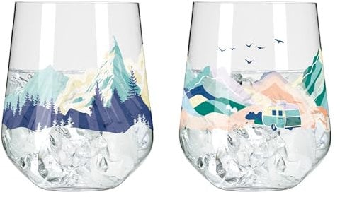 RITZENHOFF 8094002 Gin Tumbler 700 ml 2er Set - 2 Stück Gin-Gläser mit Van-Motiv, knallbunt - Made in Germany