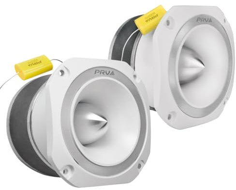 PRV AUDIO TW700Ti White 4 Inch Titanium Bullet Tweeter 240 Watts, 8 Ohm Super Tweeter, Built-in Capacitor Pro Audio High Frequency Driver (2 Tweeters)