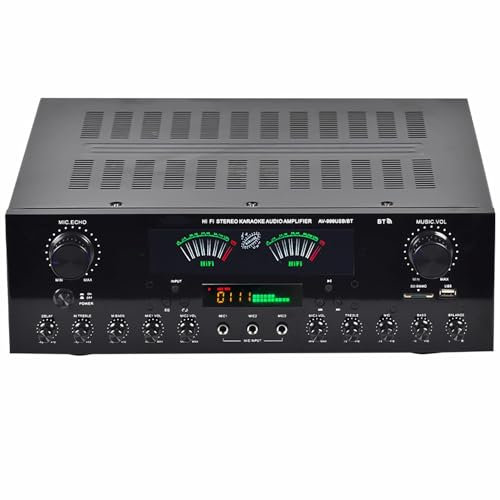 XUCS Stereo Audioverstärker, 7 Kanal 1200 W Hochleistungs Bluetooth 5.2 HiFi AV Verstärker, Mit Fernbedienungsunterstützung FM USB SD Karten, Für Heimlautsprecher Und Karaoke