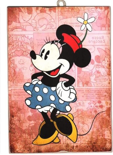 Disney Gemälde Minnie Mouse Serie Cartoon zum Sammeln. Druck auf Holz 18 x 25 cm.