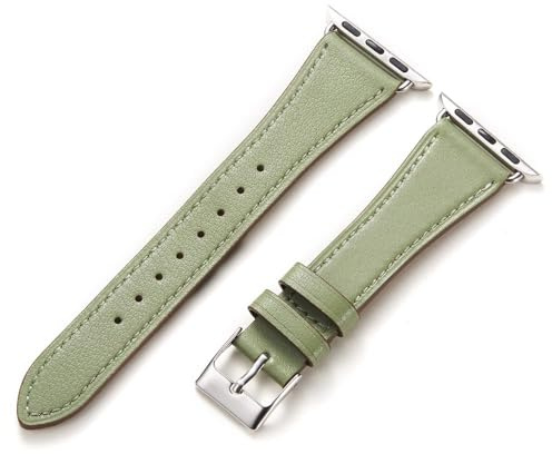 AoYi Italian Genuine Leather Strap Women for Apple Watch Series 11 10 9 8 7 6 5 4 3 2 1 SE3 SE2 SE Ultra 3 2 1, SGS Certified Dressy Bracelet Cute Band for iWatch 42mm 44mm 45mm 46mm 49mm, Green