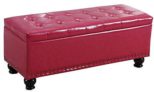 Klappbarer Ottoman mit Stauraum, Sofahocker, PU-Leder, Schuhwechselbank, große Aufbewahrungsbox, Aufbewahrungshocker aus Massivholz, Tragkraft 150 kg, mehrere Größen, Ottomanen (Farbe: Rosen