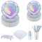 CEILIWEN 126PCS Silver Seashell Party Tableware Set for 25 Guests – 9'' & 7'' Paper Plate, Cup, Napkin, Straw, Tablecloth – Iridescent Birthday/Baby Shower/Mermaid Party/Under The Sea Celebration
