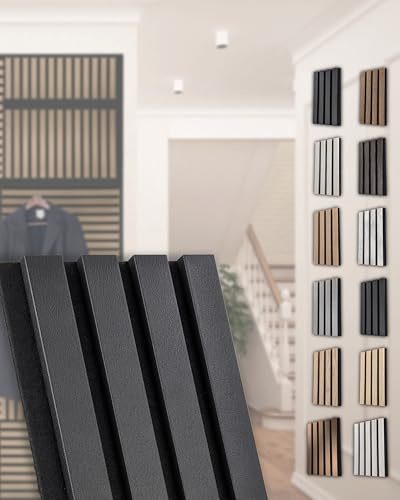 Akustikpaneele – 2400 × 561 mm, (1 Paneel, Leder Schwarz) | schallabsorbierend & dekorativ | Wandverkleidung in Lederoptik | für Wohnzimmer, Büro, Flur | Leichte Montage, modernes Design