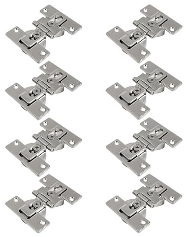 LIKERAINY 180 Gradi Cerniere per Porte Pieghevoli Cerniera per Mobili Armadio Guardaroba Zinco Pressofuso Nichelato Confezione da 8 Pezzi
