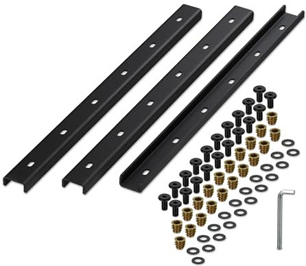 Relaxdays Gratleiste, 3er Set, Metallschiene 60 cm, Tischplatte stabilisieren, U-Profil mit Schrauben, Stahl, schwarz