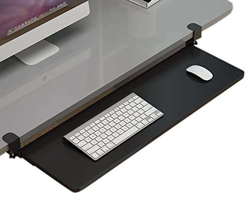 Keyboard tray, Clamp-On/Ergonomic, for Home Office School Gamer Desk Extender Wrist Rest Computer Arm Support Bracket(A black,75x25cm(30x10Inch))