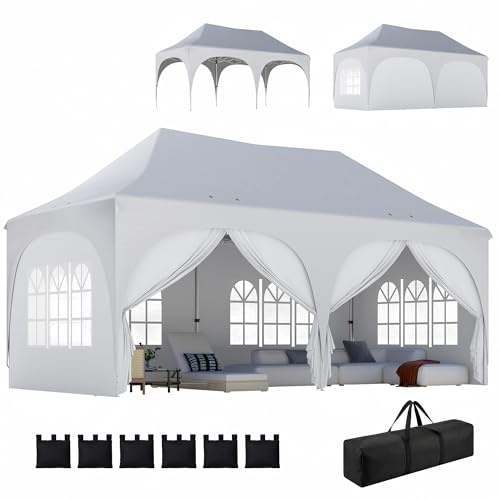 Outsunny Pavillon 3x6m Wasserdicht Pop-up Faltpavillon Faltbar Weiß