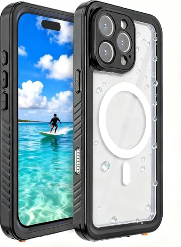 FYHCMC for iPhone 16 Pro Case Waterproof Compatible MagSafe,Underwater/Shockproof/Dustproof, 360° Full Body Sealed Cover with Built-in Screen & Camera Protector Phone Case for iPhone 16 Pro Black