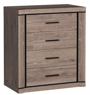 Masseno Kommode Malaga 80,5 cm Sideboard mit 4 Schubladen und Türen für Wohnzimmer Schlafzimmer Modern 80,5x45x91 cm Braun