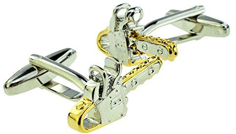 Two Tone Chainsaw Tree Surgeon Cufflinks Presented in a Cufflink Box