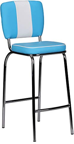 FineBuy Barhocker American Diner 50er Jahre Retro Barstuhl, Sitzfläche mit Rücken-Lehne, Fußstütze, Sitzhöhe 76 cm