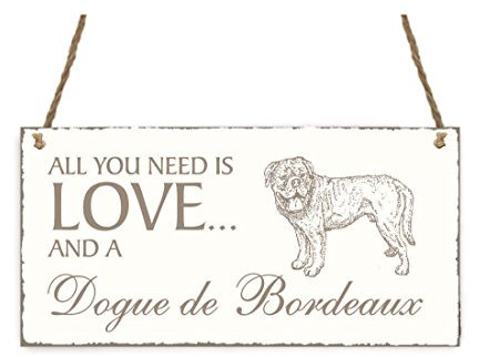 Decorative Door Sign Design All you need is LOVE and a DOUGUE DE BORDEAUX Dog Shabby Vintage Style Wooden