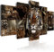 B&D XXL - Wandbilder XXL 200x100cm 5 tlg - Wand Deko Leinwand Bilder Groß Wanddeko Wohnzimmer Schlafzimmer Kunstdrucke - Tiger Abstrakt Weltkarte g-C-0027-b-o