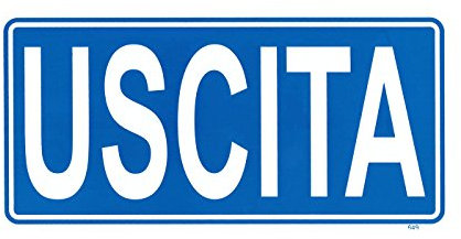 CARTELLO TARGA USCITA SEGNALETICA BIANCO BLU IN PVC INTERNI ESTERNI 30 X 15 CM