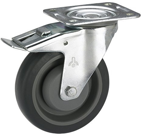 Dörner + Helmer 716465F Feststell-Transportgeräte-Lenkrolle mit Kugellager 80 x 32 mm/Platte 105x85 mm