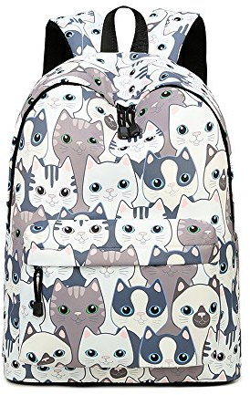 Acmebon Mochila Escolar Unisex y de Ocio Impermeable - Cartera Escolar para Niñas y Niños con Lindo Estampado Gato
