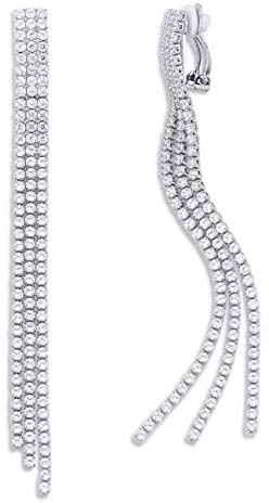 QUKE Zirkonia Kristall Ohrclips Quaste Ohrhänger Ohrringe Lange Tropfen Baumeln Clip Auf Ohrringe CZ Nicht Durchbohrt Für Damen